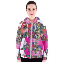 Decorative Elephant Women s Zipper Hoodie