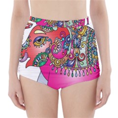 Decorative Elephant High-waisted Bikini Bottoms by artworkshop