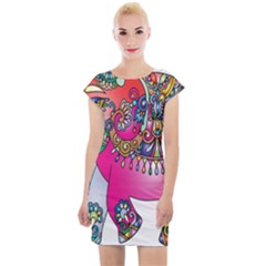 Decorative Elephant Cap Sleeve Bodycon Dress by artworkshop