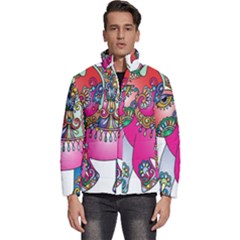 Decorative Elephant Men s Puffer Bubble Jacket Coat by artworkshop