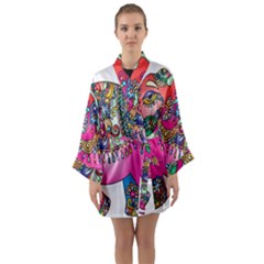 Decorative Elephant Long Sleeve Satin Kimono by artworkshop