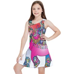 Decorative Elephant Kids  Lightweight Sleeveless Dress by artworkshop