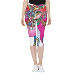 Decorative Elephant Inside Out Lightweight Velour Capri Leggings  by artworkshop