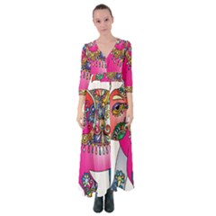 Decorative Elephant Button Up Maxi Dress by artworkshop