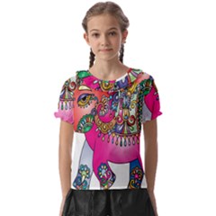 Decorative Elephant Kids  Frill Chiffon Blouse by artworkshop