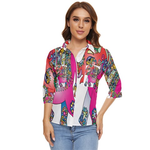 Decorative Elephant Women s Quarter Sleeve Pocket Shirt by artworkshop