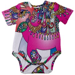 Decorative Elephant Baby Short Sleeve Onesie Bodysuit