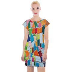 Mosaic Tiles Cap Sleeve Bodycon Dress by artworkshop