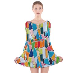 Mosaic Tiles Long Sleeve Velvet Skater Dress by artworkshop