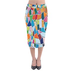 Mosaic Tiles Velvet Midi Pencil Skirt by artworkshop