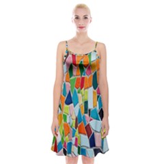 Mosaic Tiles Spaghetti Strap Velvet Dress by artworkshop