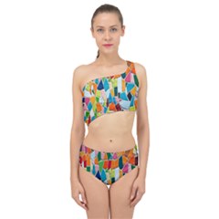 Mosaic Tiles Spliced Up Two Piece Swimsuit by artworkshop