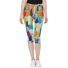 Mosaic Tiles Inside Out Lightweight Velour Capri Leggings  by artworkshop