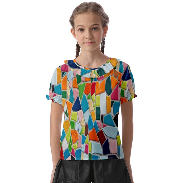 Mosaic Tiles Kids  Frill Chiffon Blouse