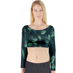 Plant Leaves Long Sleeve Crop Top by artworkshop