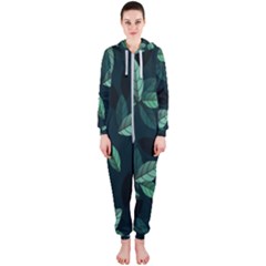 Plant Leaves Hooded Jumpsuit (ladies) by artworkshop