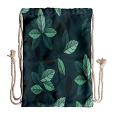 Plant Leaves Drawstring Bag (large) by artworkshop