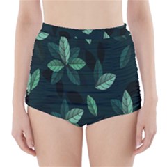 Plant Leaves High-waisted Bikini Bottoms by artworkshop