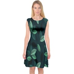 Plant Leaves Capsleeve Midi Dress by artworkshop