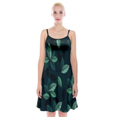 Plant Leaves Spaghetti Strap Velvet Dress by artworkshop