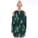 Plant Leaves Velvet Long Sleeve Shoulder Cutout Dress View2