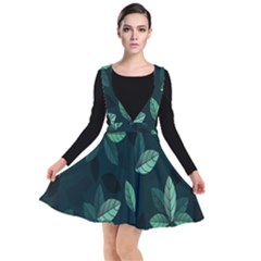 Plant Leaves Plunge Pinafore Dress by artworkshop