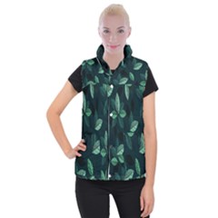 Plant Leaves Women s Button Up Vest