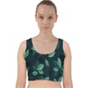 Plant Leaves Velvet Racer Back Crop Top View1