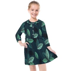 Plant Leaves Kids  Quarter Sleeve Shirt Dress by artworkshop