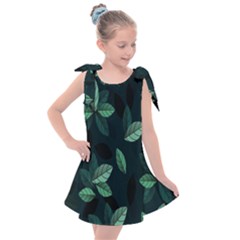 Plant Leaves Kids  Tie Up Tunic Dress by artworkshop