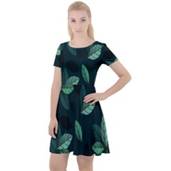 Plant Leaves Cap Sleeve Velour Dress  by artworkshop