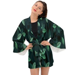 Plant Leaves Long Sleeve Kimono by artworkshop