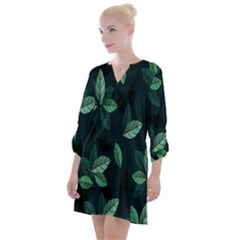 Plant Leaves Open Neck Shift Dress by artworkshop