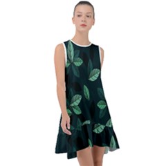 Plant Leaves Frill Swing Dress by artworkshop