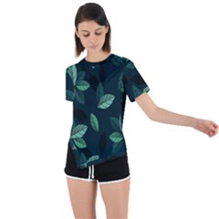 Plant Leaves Asymmetrical Short Sleeve Sports Tee by artworkshop