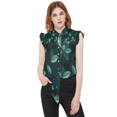 Plant Leaves Frill Detail Shirt