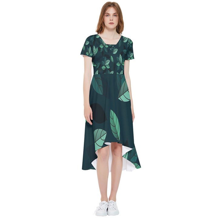 Plant Leaves High Low Boho Dress