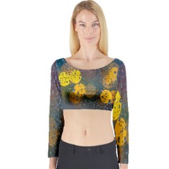 Raindrops Water Long Sleeve Crop Top by artworkshop