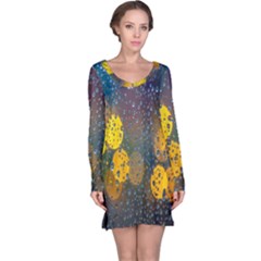 Raindrops Water Long Sleeve Nightdress by artworkshop