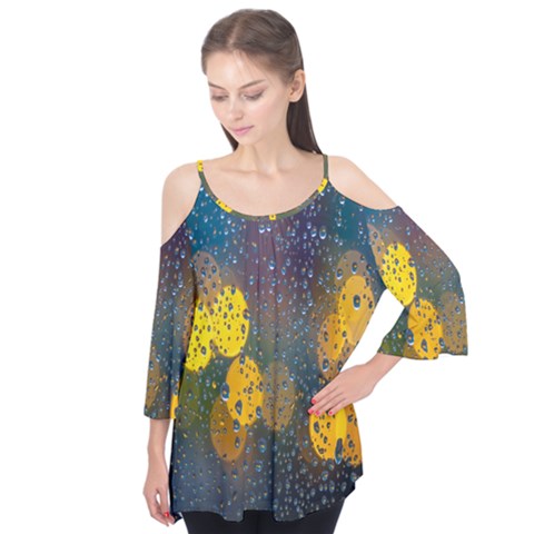 Raindrops Water Flutter Sleeve Tee  by artworkshop