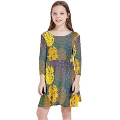 Raindrops Water Kids  Quarter Sleeve Skater Dress by artworkshop