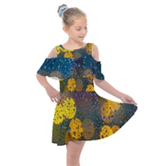 Raindrops Water Kids  Shoulder Cutout Chiffon Dress by artworkshop