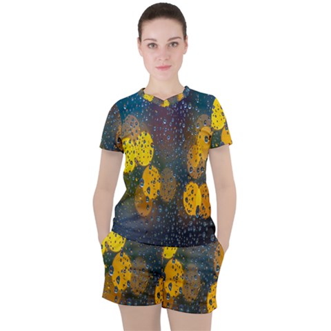 Raindrops Water Women s Tee And Shorts Set by artworkshop