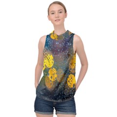 Raindrops Water High Neck Satin Top by artworkshop