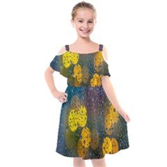 Raindrops Water Kids  Cut Out Shoulders Chiffon Dress by artworkshop