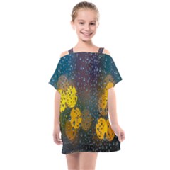 Raindrops Water Kids  One Piece Chiffon Dress by artworkshop