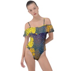 Raindrops Water Frill Detail One Piece Swimsuit by artworkshop