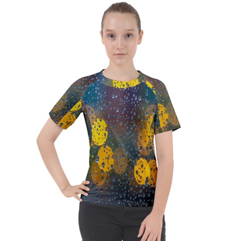 Raindrops Water Women s Sport Raglan Tee by artworkshop