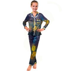 Raindrops Water Kid s Satin Long Sleeve Pajamas Set by artworkshop