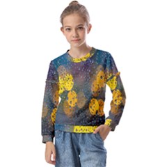 Raindrops Water Kids  Long Sleeve Tee With Frill 